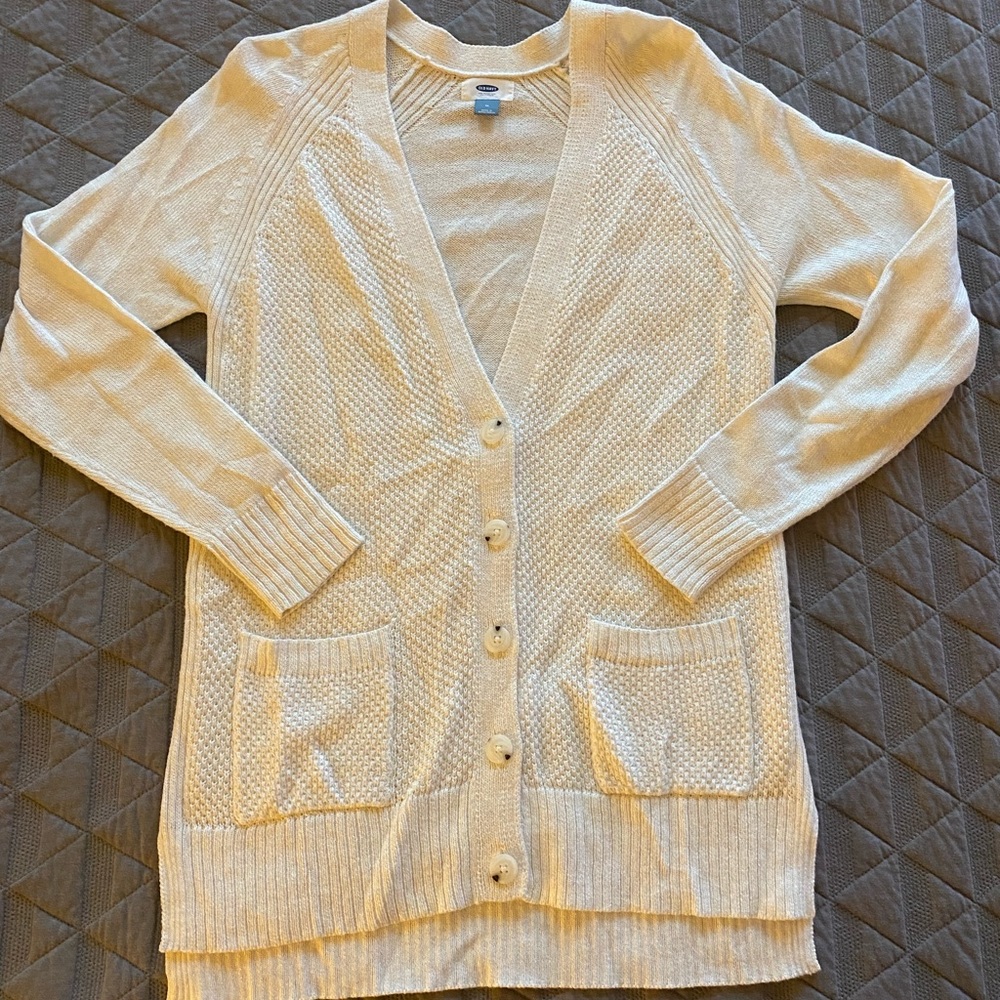 Cream Colored Textured Cardigan